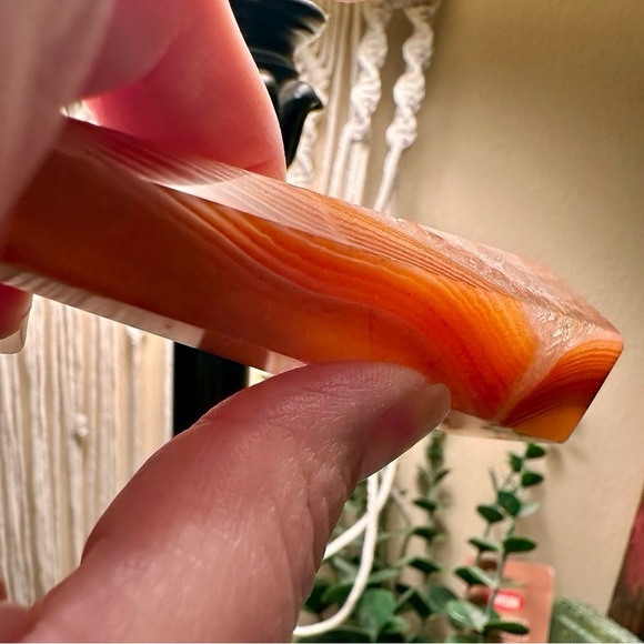 Natural Polished Carnelian Crystal Wand With Metal Stand - Picture 7 of 15